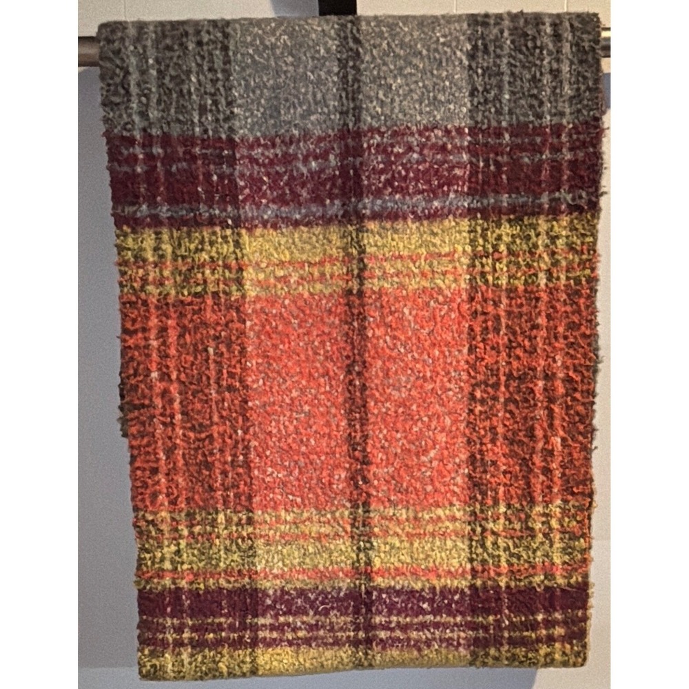 Super Soft Wool Blend Infinity Scarf Maroon Gray Yellow Peach‎ 66x14"